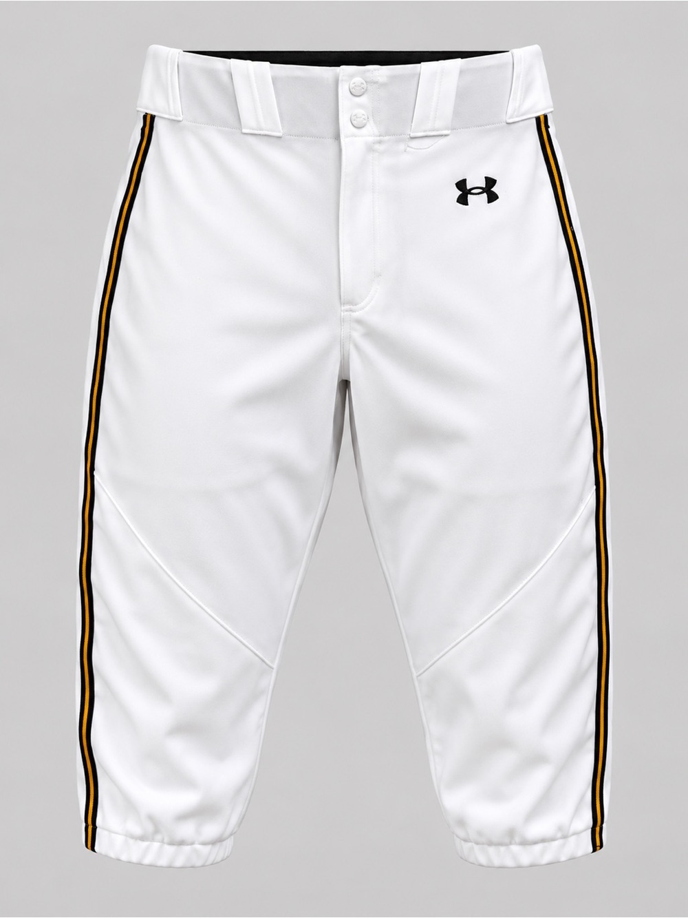 Under Armour Men’s L White Black Gold Piped Baseball Knicker Pants NWT